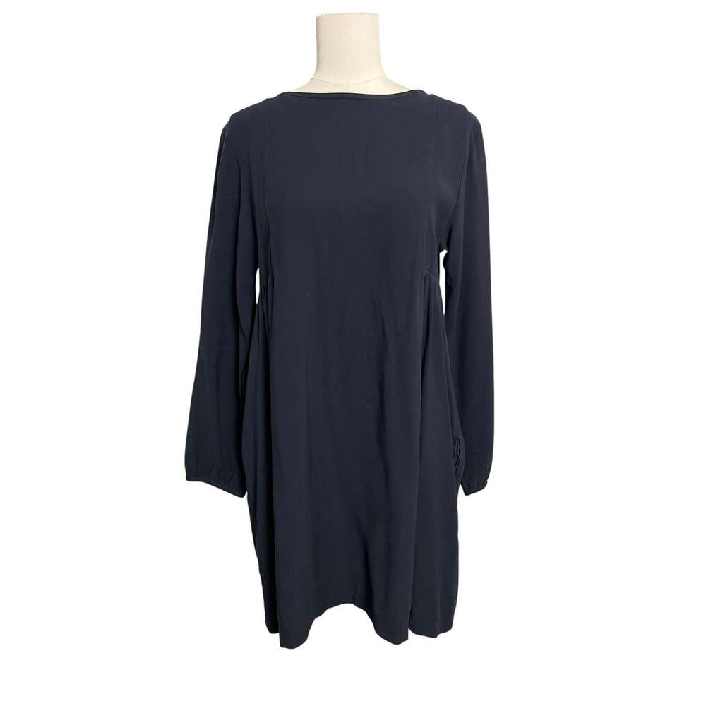 RUHM Mini Shift Dress Womens Navy Long Sleeve Pockets Work Office Smock M - Picture 3 of 9